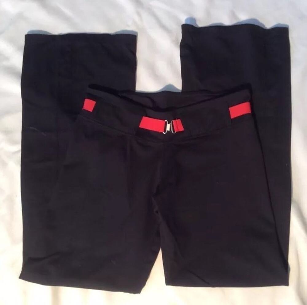 Womens Lululemon Black Belted Cropped Yoga Leggings Pants Size 8R Vintage Style